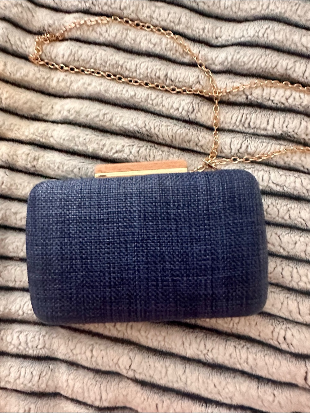 Shiraleah Navy Textured Mini Clutch with Gold Chain